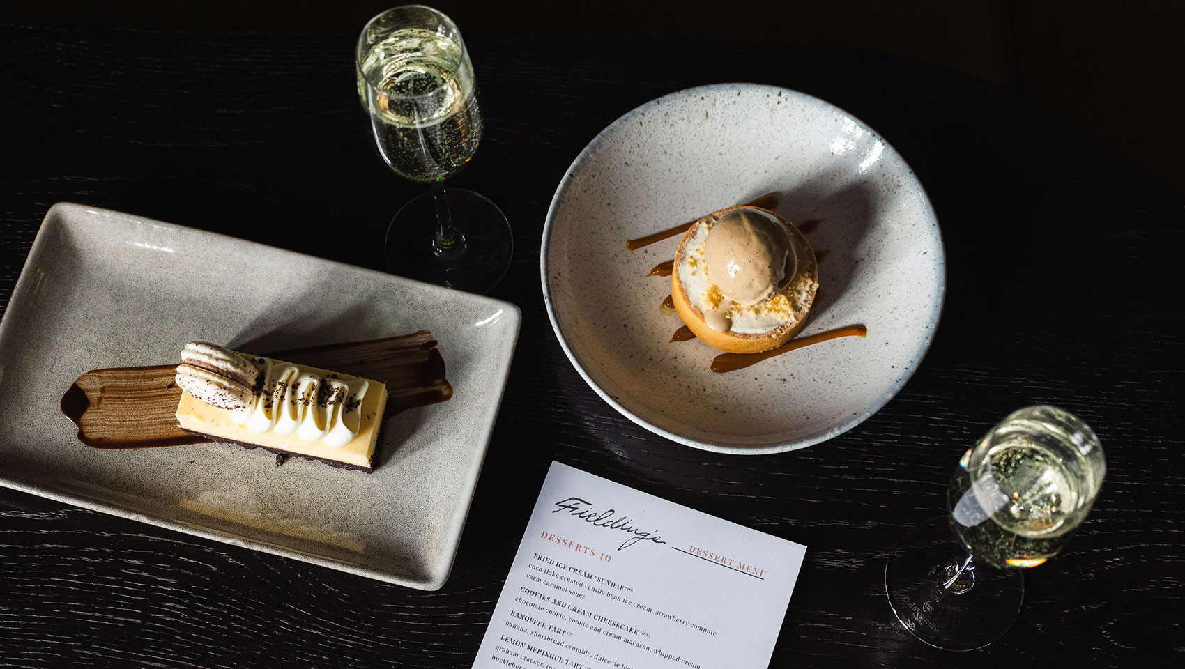 desert dishes at fieldings restaurant