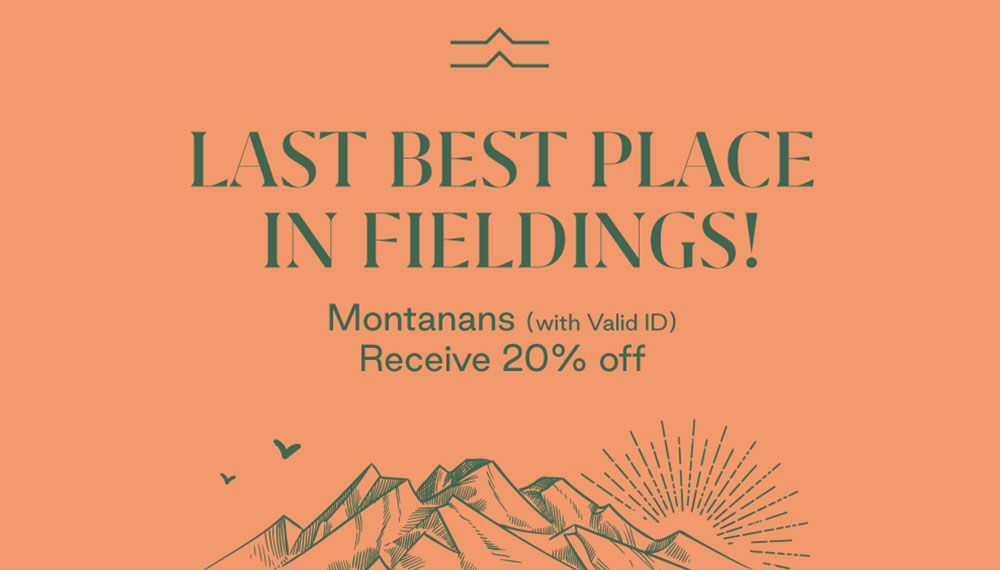 Orange graphic that says Last Best Place Wednesdays in Fieldings